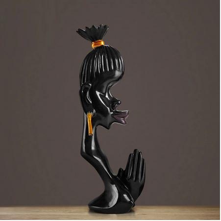 פסלים לסלון דמות גבר ואישה אפריקאיים בצבע שחור