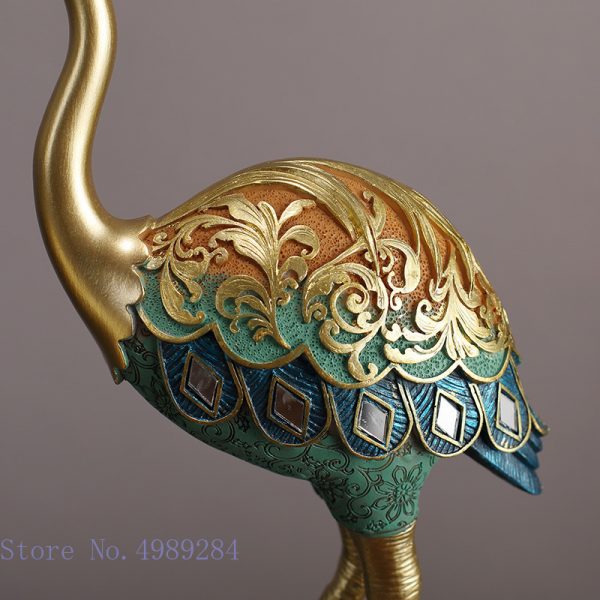 Resin-animal-sculpture-Painted-Crane-bird-Simulation-animal-statue-crafts-ornaments-Golden-relief-Handmade-Home-Decoration-3
